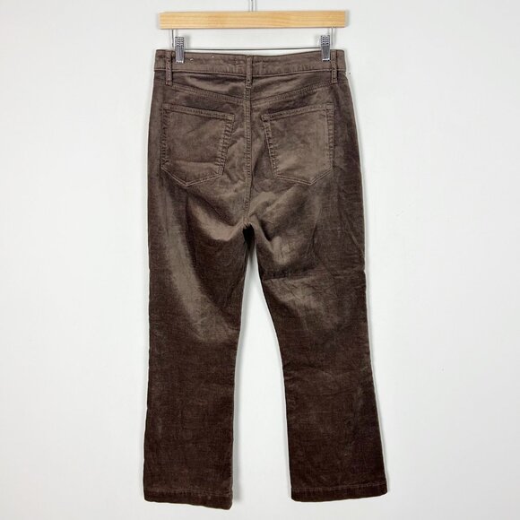Loft Brown Velvet Kick Crop Pants Button Front Size 27/4 Women's - Picture 3 of 4